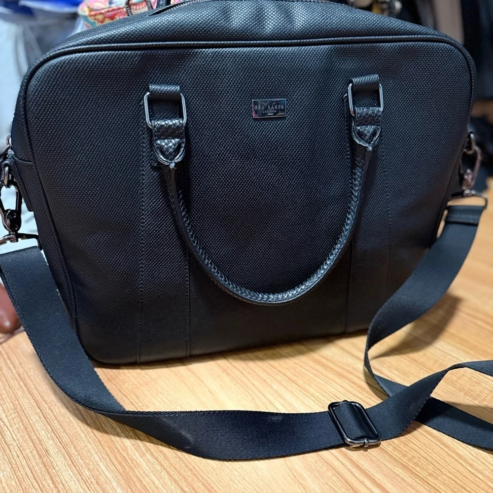 Ted Baker Men’s Black Faux Leather Document Bag / Briefcase